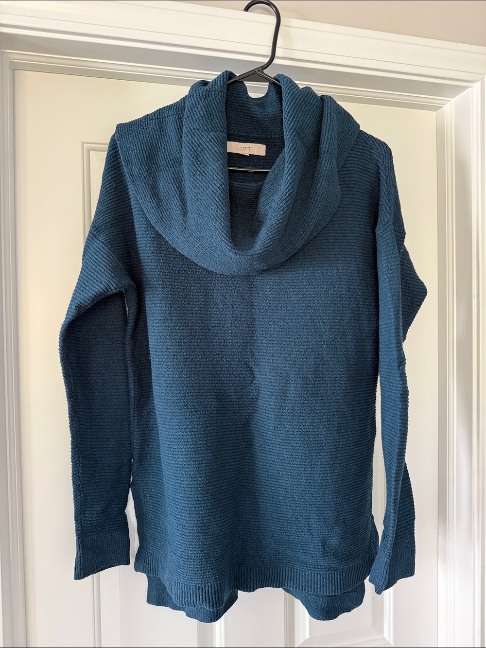 LOFT Dark Teal Off-the-Shoulder Knit Tunic